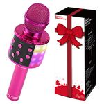 Fede Karaoke Microphone, Wireless Bluetooth Microphone for Kids Singing, Karaoke Mic Speaker Machine with LED Lights, Gifts Toys for 3 4 5 6 7 8 9 10 11 12 Year Old Girls and Boys