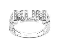 Old English Jewellers Sterling Silver MUM Ring size J K L M N O P Q R S T U V - Stone Set - 925 SILVER (O)