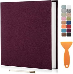 HenPisen Large Photo Album Self Adhesive Scrapbook Album for 4×6 5×7 8�×10 Pictures DIY Magnetic Linen Cover Album 40 Pages for Family Wedding Gifts with Metal Pen and Plastic Board