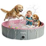 furrybaby Foldable Dog Pool For Large Dogs, Dog Padding Pool Portable For Dog Bath, Plastic Dog Swimming Pool Large Hard Kid Pool (Pink 120x30cm) L