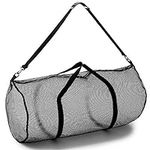 Champion Sports Mesh Duffle Bag with Zipper and Adjustable Shoulder Strap, 15” x 36”, Black - Multipurpose, Oversized Gym Bag for Equipment, Sports Gear, Laundry - Breathable Mesh Scuba and Travel Bag
