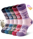 SIMIYA Merino Wool Socks for Women 5 Pairs Extra Thick Winter Warm Thermal Hiking Cozy Soft Ladies Sock for Cold Weather