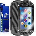 ArmorSuit MilitaryShield Black Carbon Fiber Skin Wrap Film + HD Clear Screen Protector for PlayStation Vita Slim (2014) - Anti-Bubble Film