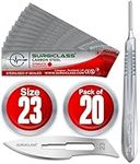 Surgical Scalpel Surgical Blades # 23 Carbon Steel Sterile Pack of 20 and Handle No 4 Perfect for Wood Art, Surgical, Sculpting, Repairs, Lab Anatomy, Sign, Card Making Lab Training SURGIRD23-20