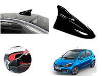 Auto Pearl Shark Fin Antenna Universal Replacement Car Antenna Roof Aerial ABS Material Waterproof Rubber Ring AM FM Radio Signal Compatiable with - Tiago 2019 (Color Black)