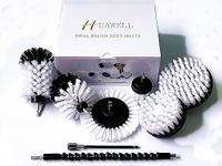 HUAWELL 8 Piece Soft White Drill Brush with Extend Attachment Set-Car Interior Detailing Kit, All Purpose for Car, Boat, Seat, Carpet, Upholstery, Bathroom, Grout, Floor and Tile (White)