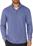 COOFANDY Men's Quarter Zip Up Pullover Lightweight Mock Neck Sweatshirt Casual Long Sleeve Polo Shirt Grey Blue