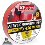 XFasten Double Sided Acrylic Mounting Tape Removable, Black, 1-Inch x 450-Inch, Weatherproof Adhesive for Brick, Walls- Indoor and Outdoor Applications