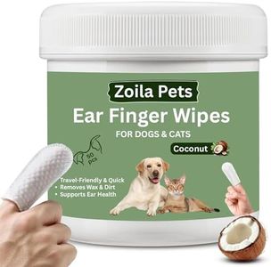 Zoila Pets Dog Ear Wipes & Cat Ear Cleaner – Ear Wipes for Dogs, Cat Ear Wipes, Gentle Dog Ear Cleaning Wipes Remove Wax, Dirt & Odor, No-Rinse Ear Care (Coconut)