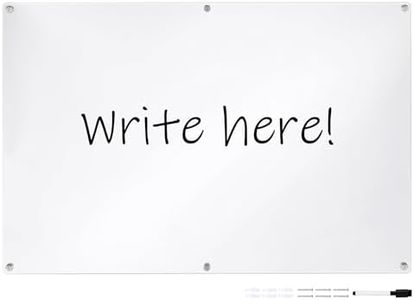 Navaris Tableau Acrylique Transparent - Tableau mémo effaçable 90 x 60 x 1,5 cm avec 1x marqueur 4X vis - Fixation Murale Horizontale ou Verticale