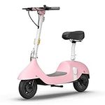 OKAI EA10 Electric Scooter with Seat, Up to 25-34 Miles Range & 15.5MPH, Modern Moped Scooter Bike with 10inch Vacuum Tires (EA10 Pro, Pink)