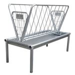 Rugged Ranch Products GV3PF 4 Foot Long Heavy Duty Mini Galvanized Steel Pasture Hay Feeder with Feed Pan for Sheep, Goats, and Miniature Horses