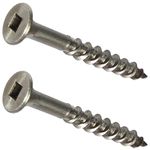 #8 x 1-1/4" Deck Screws 316 Marine Grade Stainless Steel, Square Drive, Type 17 Wood Cutting Point, Quantity 100, Size Number 8 x 1-1/4" Long