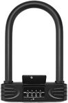 TenixLox Heavy Duty U Lock, 4 Digit Combination Password Bicycle Lock with U-Lock Shackle, Waterproof, No Key, Bike U Lock for Home, School, Travel