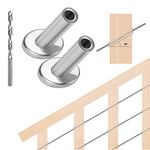 Steel DN Mate 30 Degree Angle Beveled Cable Protector Sleeves, T316 Stainless Steel Protector Sleeve for 1/8 Cable Railing Hardware with a Drill Bit, Stair Railing Kit for Wood Post 50 Packs