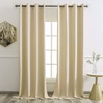 YGO Bedroom Blackout Curtain Panels Home Fashion Window Treatment Ring Top Blackout Draperies and Drapes 52 x 95 inch Set of 2 Panels Beige