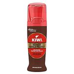 Kiwi Shoe Shine Liquid, Instant Shine & Protect Tube with Applicator Brush for Brown Shoes, 75 ml, Pack of 6