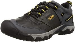 KEEN Men's Ridge Flex Waterproof Hiking Boot, Steel Grey Yellow, 9.5 UK