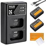 K&F Concept NP-FW50 Battery Charger Set with 10 pcs Cleaning Cloths for Sony A6000, A6500, A6300, A6400, A7, A7II, A7RII, A7SII, A7S, A7S2, A7R, A7R2, A55, A5100 (2-Pack,1100mAh)