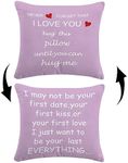 Never Forget That I Love You HUG This Pillow Until You Can HUG Reversible Decor Throw Pillow Case Decor for Home Bedroom, 18'' x 18'' Pillow case, Gifts Long Distance Relationship, Boyfriend (purple)