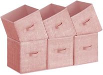 SONGMICS Storage Cubes, 11-Inch Non-Woven Fabric Bins with Double Handles, Set of 6, Closet Organizers for Shelves, Foldable, for Clothes, Jelly Pink UROB026R01