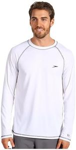 Speedo Men's Uv Swim Shirt Long Sleeve Loose Fit Easy Tee White Large