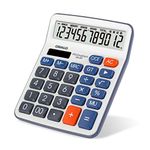 Desktop Calculator Large LCD Display 12 Digit Number Handheld Portable Pocket Basic Calculator with Big Soft Sensitive Button, Battery and Solar Powered, for Office Home School Use(OS-6M)