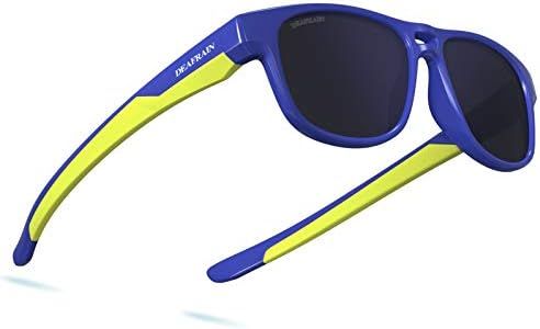 DEAFRAIN Kids Sunglasses for Boys Girls Polarized Sport Baseball Fishing Running Child Youth Teen Blue Glasses for age 5-13