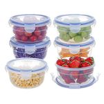 EASYLOCK 6 Pack 600ML Round Food Containers with Lids Plastic Salad Bowls Soup Bowls Microwave Safe Airtight Food Storage Containers Set Reusable 100% Leak-proof for Outdoor