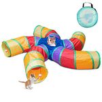 Depets Cat Tunnel for Indoor Cats, 5 Way Large Cat Tube with Play Ball, S-Shaped Cat Play Tunnel Toy for Indoor Exercise, Durable Interactive Peek Hole Pet Tunnel for Cat Kitten Puppy Rabbit