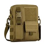 Wowelife Small Canvas Messenger Bag Classic Vintage Shoulder bag Small Tactical Bag Crossbody Casual Pack Travel Carry Bag Coyote Brown Multi-function Bag