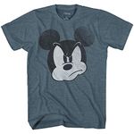 Mad Mickey Mouse Graphic Tee Classic Vintage Disneyland World Mens Adult T-Shirt Apparel (Medium, Indigo Heather)