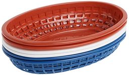 TableCraft H1074RWB 6-Piece Classic Oval Plastic Baskets, Red/White and Blue