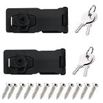 Kewmayer Security Hatch, Lock Device with Key and Screws for Windows, Drawers, Cupboards (Black) Pack of 2