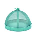 Elan Steel Food Cover Tents 10 Inch Pop-Up Mesh Food Covers Umbrella for Outdoors, Screen Tents, Picnics, BBQs, Reusable Keep Out Flies Bugs Mosquitoes with Net Protectors (Aqua)