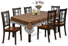Kuber Industries Wooden Print 6 Seater Table Cloth|PVC Dining Table Cover|Table Sheet for Indoor and Outdoor|Waterproof Protector 90x60 (Beige)