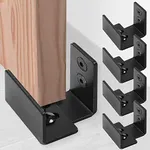 IMPRESA [5-Pack] Barn Door Guide Bracket Set - Adjustable Barn Door Floor Guide to Prevent Damage or Injury - Stainless Steel Polished Black Barn Door Guide - 9 Piece Barn Door Hardware Kit