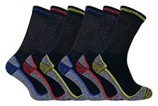 Mens Anti Sweat Moisture Wicking Summer Bambou Work Socks for Steel Toe Boots, 6 Pack (Bws), 7-12