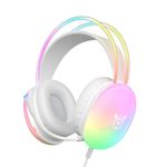 Gaming Headsets with Microphone, PC Wired RGB Rainbow Gaming Headphones for PS4/PS5/MAC/XBOX/Laptop, Lightweight Over-Ear Headphone, Stereo Surround, Auto-Adjust Headband