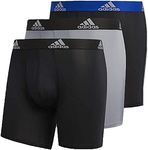 adidas Men's Performance Boxer Briefs Underwear (3-Pack), Blue/Black Black/Grey Black/Black, X-Large