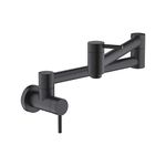 KIBI Circular Kitchen Pot Filler Faucet | Wall Mount Solid Brass Pot Filler Faucet (Matte Black) (KPF601)