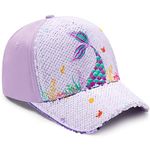 WAWSAM Baby Girls School Baseball Cap Toddlers Baseball Hat Baby Girls Snapback Cap Adjustable Trucker Cap for Kids Ages 4-8 Years Grils Cute Visor Hat with Mermaid