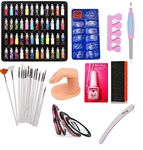 D.B.Z. ® Nail Art Kit - 48 Pcs Glass Bottles Glitter,100 Transparent Nails,5 Nail Tapes,Nail Practice Finger,Nail Buffer,1Nail Art Glue,Sponge Toe Separator for Nail Art Kit