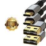 LINKUP - Reversible Micro USB Cable Braided Jacket w/Silicone Coating Ultra Durable 3FT 3FT Dual Pack