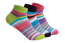 Supersox Ankle Socks For Women Made With Premium Cotton. Stylish Striped Design With Extra Softness, Anti Odour & Anti Bacterial - Free Size, Multicolor (Ankle Length)