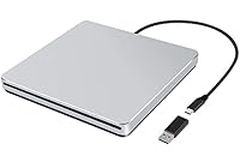 NOLYTH CD DVD Drive, Slot-in External DVD Drive USB C CD/DVD ROM Burner Rewriter Slim CD/DVD Disc Drives DVD Player for Laptop PC Windows Mac Computer