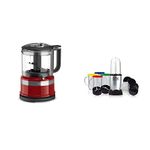 KitchenAid KFC3516ER 3.5 Cup Mini Food Processor (Empire Red) + Magic Bullet Blender, Mixer & Mini-Food Processor (17-Piece Set)