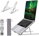 Dyazo 6 Angles Adjustable Aluminum Ergonomic Foldable Portable Tabletop Laptop/Desktop Riser Stand Holder Compatible for MacBook, HP, Dell, Lenovo & All Other Notebook (Silver)