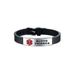 KunBead BLOOD THINNER Medical Alert Bracelets for Women Adjustable Stainless Steel Silicone Emergency Awareness Medical ID Bracelet