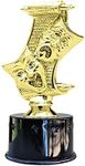 Express Medals Drama Mask Award Trophy Party Favor Gift Prize Including 4 Gold Color Decals to Custom Personalize The Black Round Base